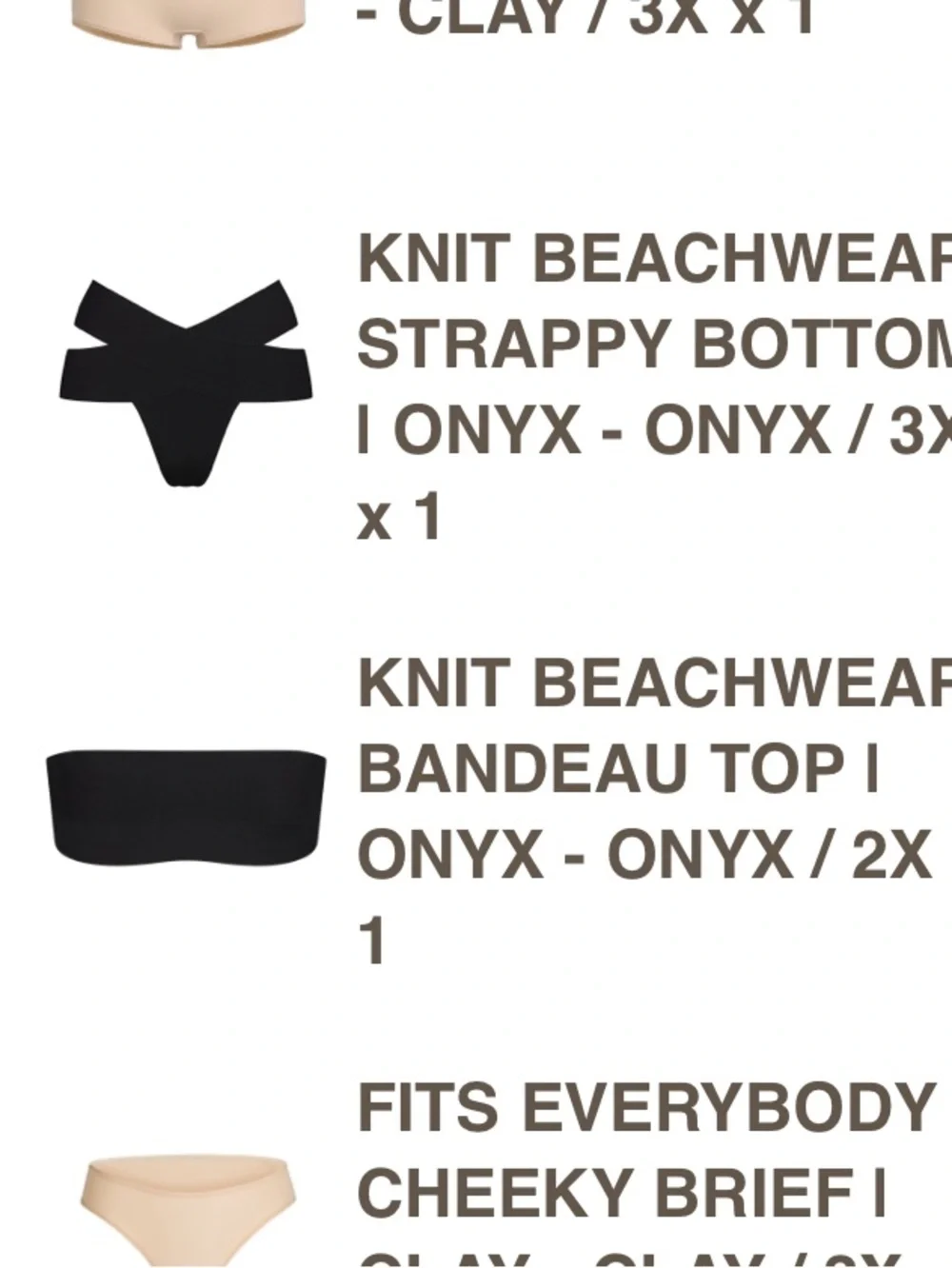 Skims 2X Knit Beachwear Bandeau Top and 3X Stappy Bottom in Onyx
